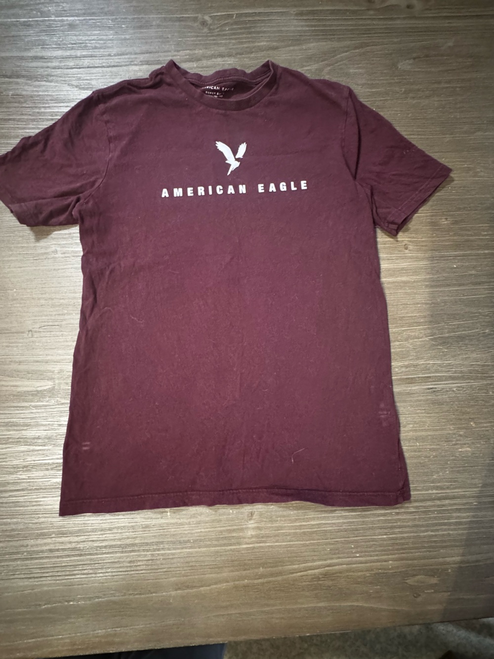 American Eagle Outfitters Men's Burgundy Logo Crew T-Shirt